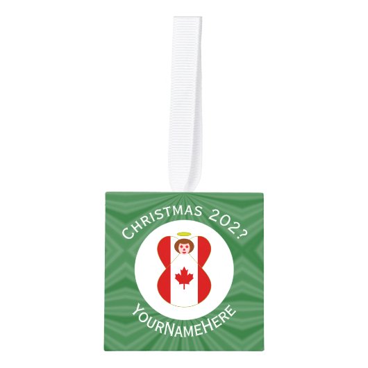 Canadese engel kerstvlag gepersonaliseerd decoratie (Voorkant)