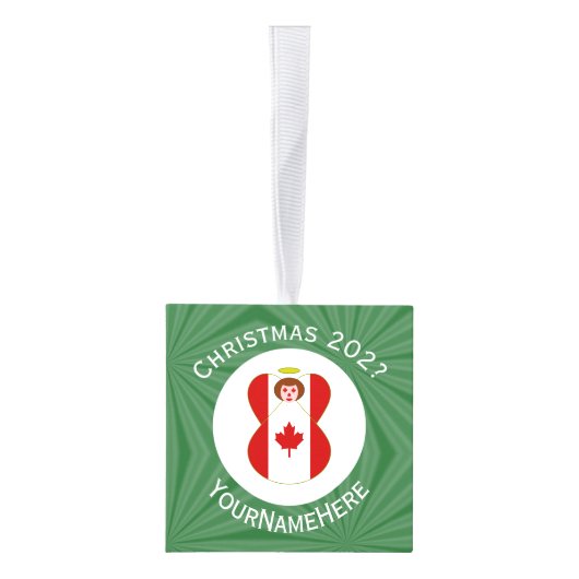 Canadese engel kerstvlag gepersonaliseerd decoratie (Rechts)