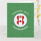 Canadese engel kerstvlag gepersonaliseerd kaart (Gele Bloem)