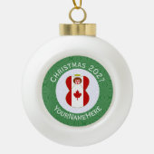 Canadese engel kerstvlag gepersonaliseerd keramische bal ornament (Voorkant)