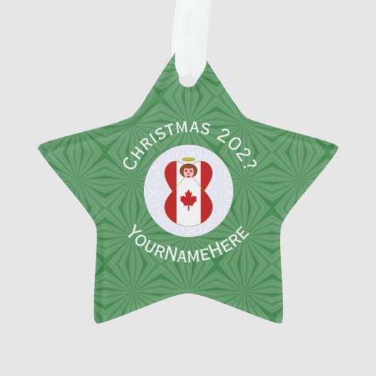 Canadese engel kerstvlag gepersonaliseerd ornament (achterkant)