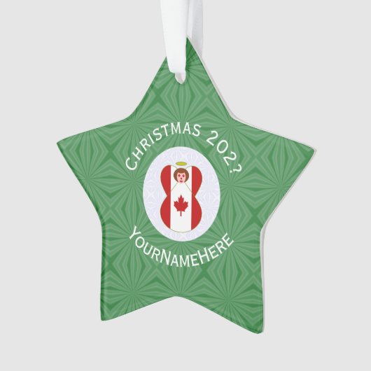 Canadese engel kerstvlag gepersonaliseerd ornament (voorkant)