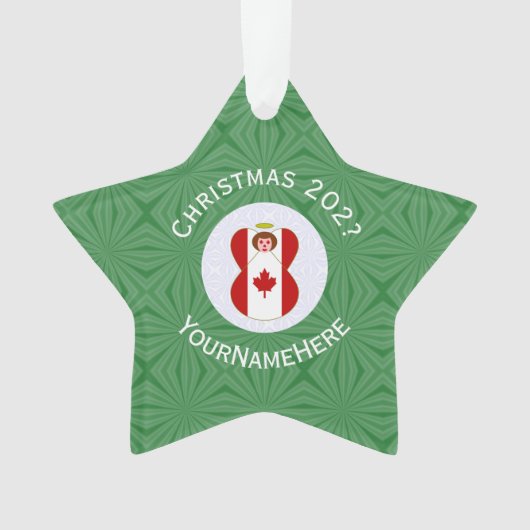 Canadese engel kerstvlag gepersonaliseerd ornament (voorkant)