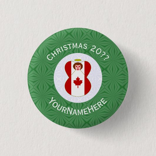 Canadese engel kerstvlag gepersonaliseerd ronde button 3,2 cm (Voorkant)