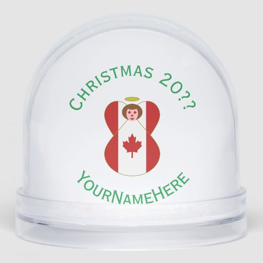 Canadese engel kerstvlag gepersonaliseerd sneeuwbol (Voorkant)
