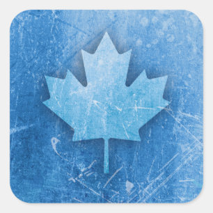Canadese esdoorn blad ijs achtergrond blauw grafis vierkante sticker