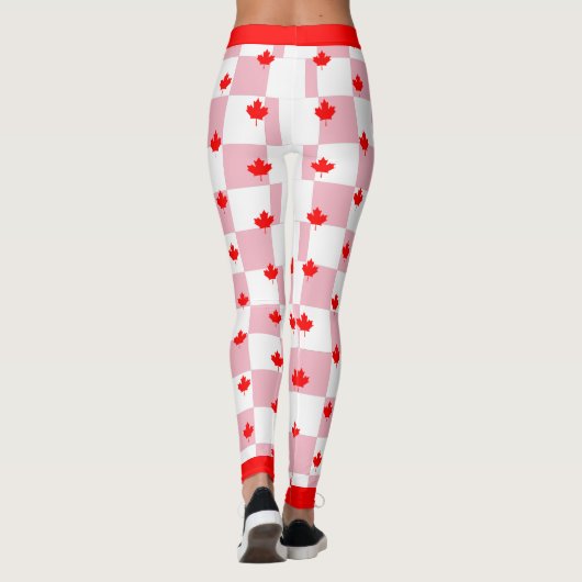 Canadese esdoorn op geruite roze pastel leggings (Achterkant)