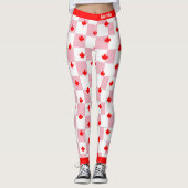 Canadese esdoorn op geruite roze pastel leggings (Voorkant)