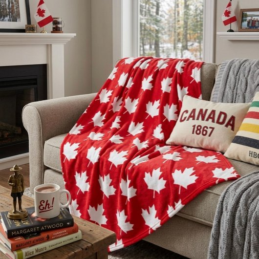 Canadese esdoornblad. CANADA. Patriottisch. Fleece Deken