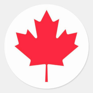 Canadese esdoornblad. CANADA. Ronde Sticker