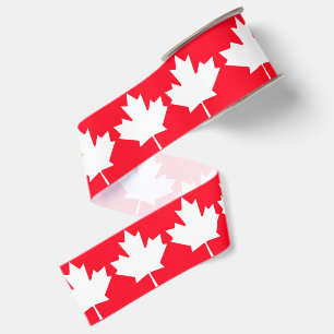 Canadese esdoornblad. Patriotisch. Rood en wit. Grosgrain Lint