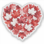 Canadese esdoornbladeren. Hart. Canada.  Sticker (Voorkant)