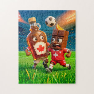 Canadese esdoornsiroop versus Zwitserse chocolade Legpuzzel