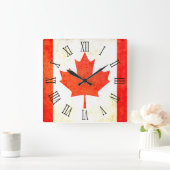 Canadese esple leaf vlag roman nummuurklok vierkante klok (Huis)