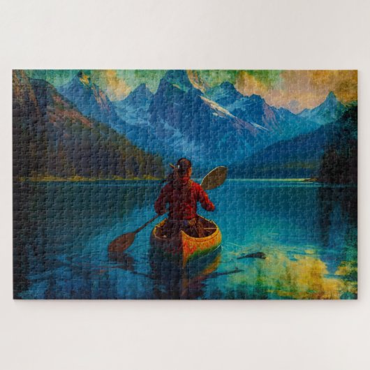 Canadese First Nations Paddler en Kano Legpuzzel (Horizontaal)