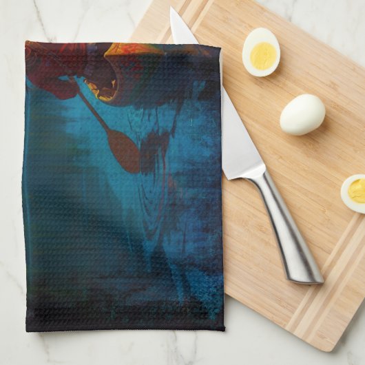 Canadese First Nations Paddler en Kano Theedoek (Quarter Fold)