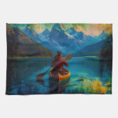 Canadese First Nations Paddler en Kano Theedoek (Horizontaal)