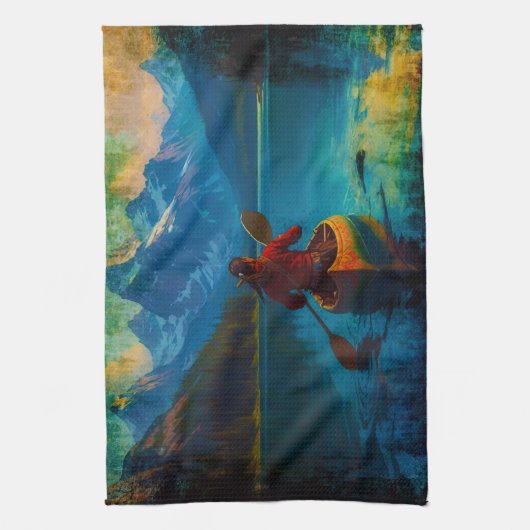 Canadese First Nations Paddler en Kano Theedoek (Verticaal)