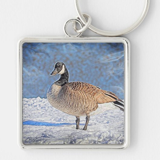 Canadese gans in de sneeuw sleutelhanger (Voorkant)