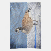 Canadese gans in de sneeuw theedoek (Verticaal)