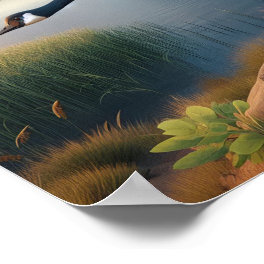 Canadese gans in rustige wetlands poster (Hoek)