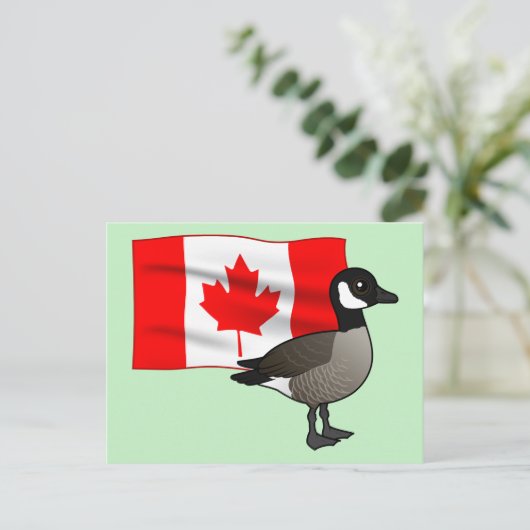 Canadese Gans & Vlag Briefkaart (Staand voorkant)