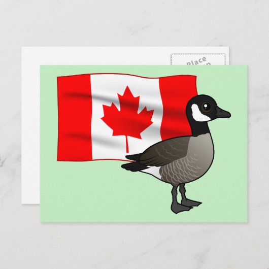 Canadese Gans & Vlag Briefkaart (Voorkant / Achterkant)