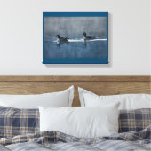 Canadese Ganzen aan het Meer Canvas Print (Insitu (Slaapkamer))