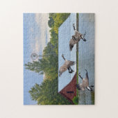 Canadese ganzen die op de Pond landen Legpuzzel (Verticaal)