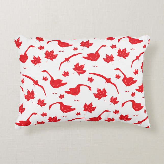 Canadese ganzen en esdoornbladeren - Canadese vlag Accent Kussen (Voorkant)