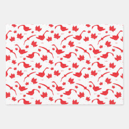 Canadese ganzen en esdoornbladeren - Canadese vlag Inpakpapier Vel