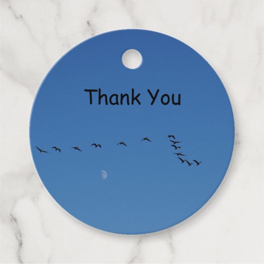 Canadese ganzen in vlucht bedankjes labels (Voorkant)