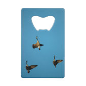 Canadese ganzen in vlucht creditkaart flessenopener (Voorkant)