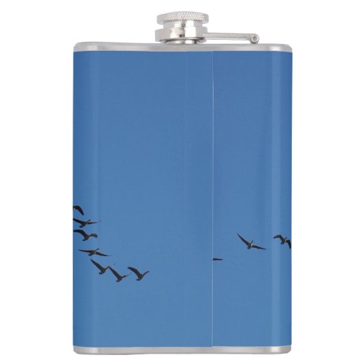 Canadese ganzen in vlucht heupfles (Achterkant)