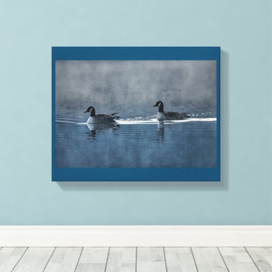 Canadese ganzen op het Canvas Lake (Insitu (Houten vloer))