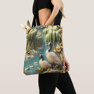 Canadese Ganzen Tussen de Treurwilgen Tote Bag