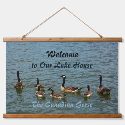 Canadese ganzen Welkom in Ons Lake House Hangend Wandkleed (Voorkant)