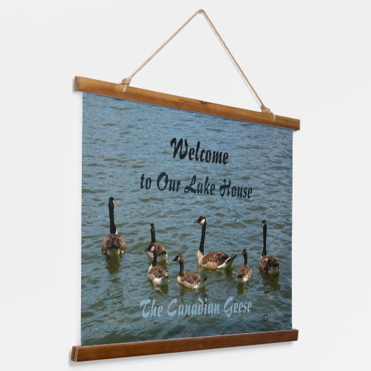 Canadese ganzen Welkom in Ons Lake House Hangend Wandkleed (Gebogen)