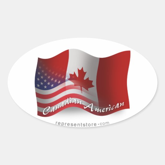 Canadese Golfvlag Ovale Sticker (Voorkant)
