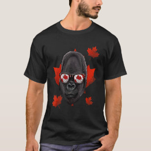 Canadese Gorilla Maple Tree Leaf Canada Flag Wild T-shirt