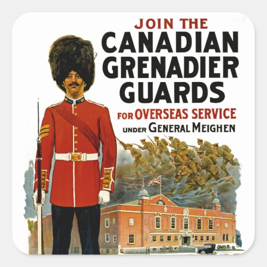 Canadese Grenadier Guards Vierkante Sticker (Voorkant)