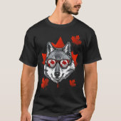 Canadese Grijze Wolf Maple Tree Leaf Canada Flag A T-shirt (Voorkant)