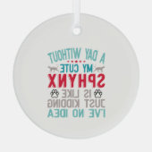 Canadese haarloze Sphynx Cat Owner Funny Gezegde Glas Ornament (Achterkant)