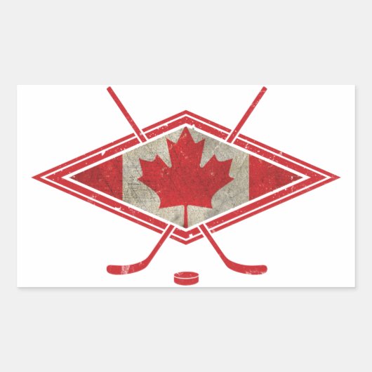 Canadese Hockey Flag Logo Rechthoekige Sticker (Voorkant)