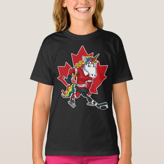 Canadese Hockey Player Unicorn Canda T-shirt (Voorkant)