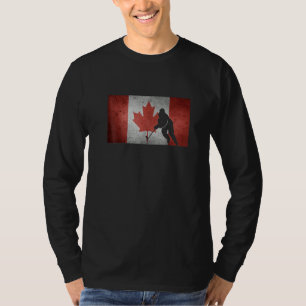 Canadese Hockeyspeler Canada Vlag Esdoorn Ijs  T-shirt