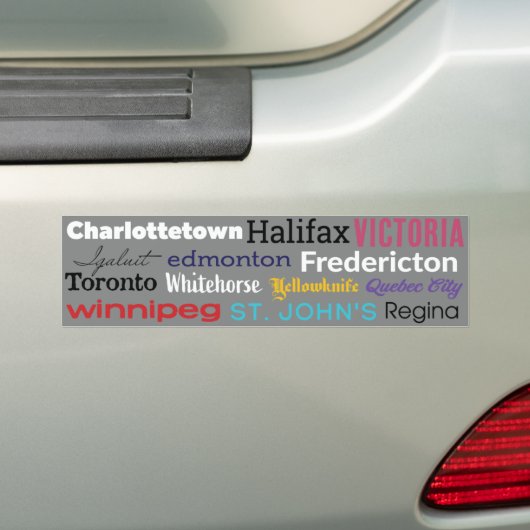 Canadese hoofdsteden bumpersticker (Op auto)