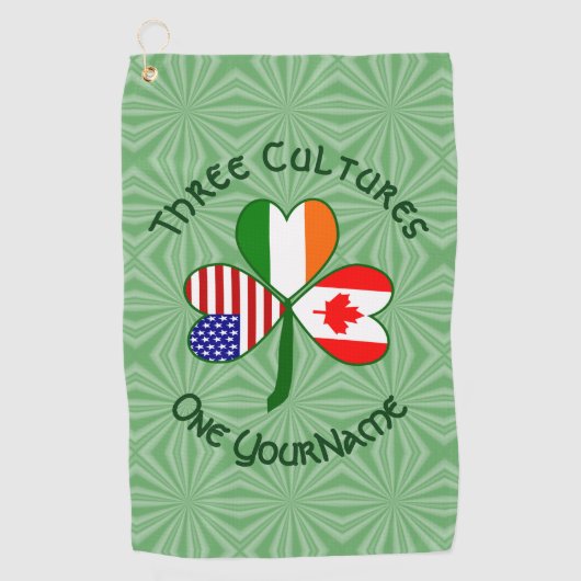 Canadese Iers-Amerikaanse vlag Shamrock gepersonal Golfhanddoek (Voorkant)