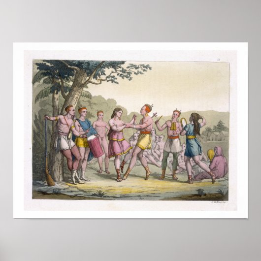 Canadese Indiase dans 's avonds (kleur engra) Poster (Voorkant)