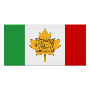 Canadese Iraanse Leeuw en Zon Erfgoed Vlag Perfect Poster